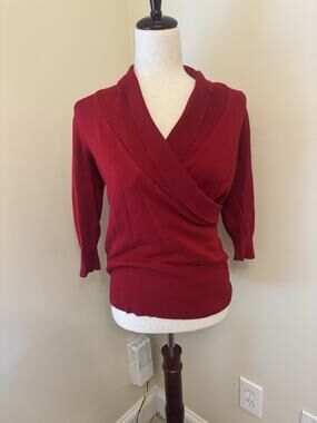 IZ Byer Vintage Y2K Wrap Top Red 3/4 Sleeve Size L